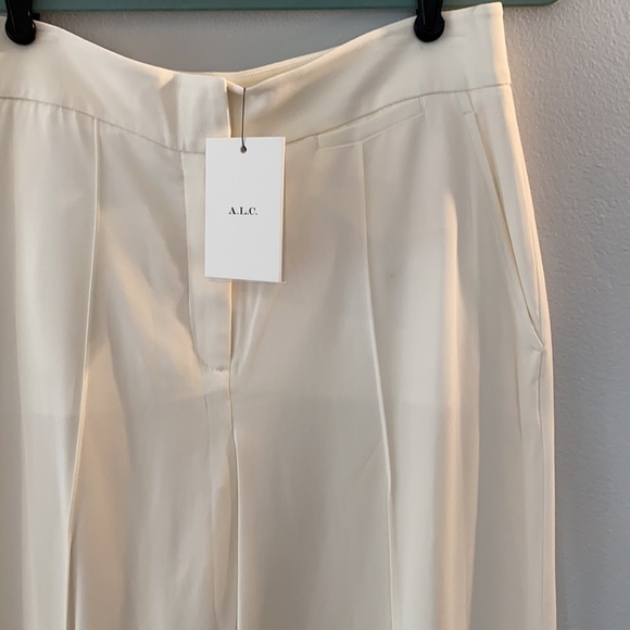 NWT A.L.C. Off White Viscose Wide Leg Cropped Pants Trousers Women's 8 - Picture 3 of 16